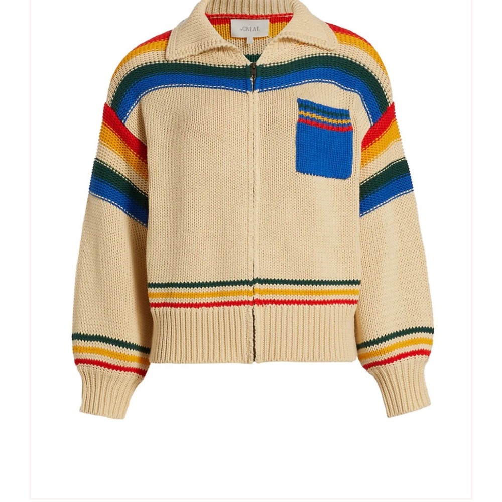 Ranch Zip-Front Cardigan ~ Vintage Prism Stripe